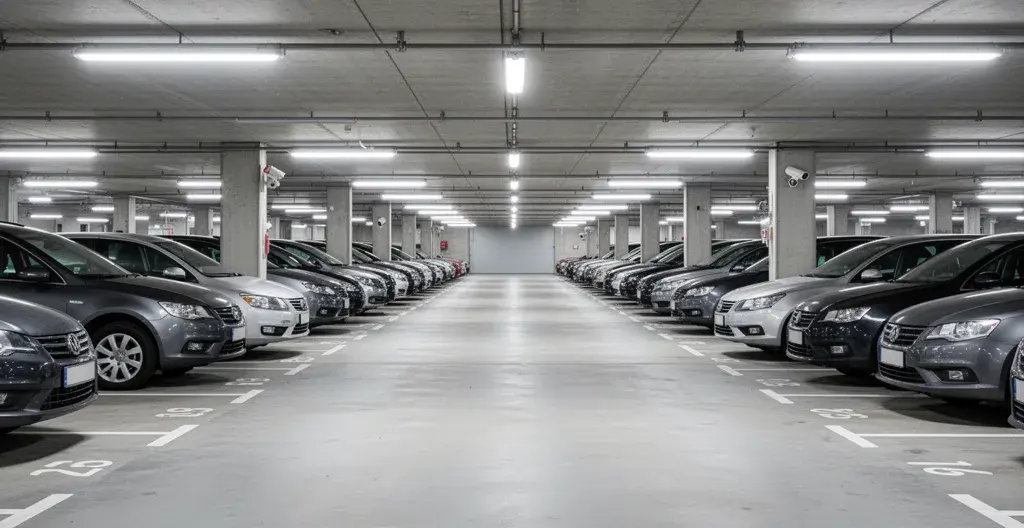 Parking couvert sécurisé proche de l'aéroport CDG avec emplacements numérotés